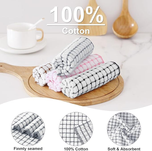 Kitinjoy Cotton 6 Pack Terry Kitchen Towels, 16 x 25 Inches Super Soft and Absorbent Dish Towels, Quick Drying Hand Towels for Kitchen Drying, Grey