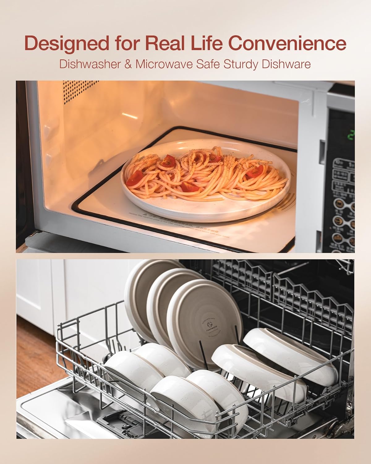 Famiware Milkyway Dinnerware Set with Mugs, Service for 4 (16pcs), Ribbed Stoneware Plates and Bowls Dishes Sets - Chip & Scratch Resistant, Microwave & Dishwasher Safe, White