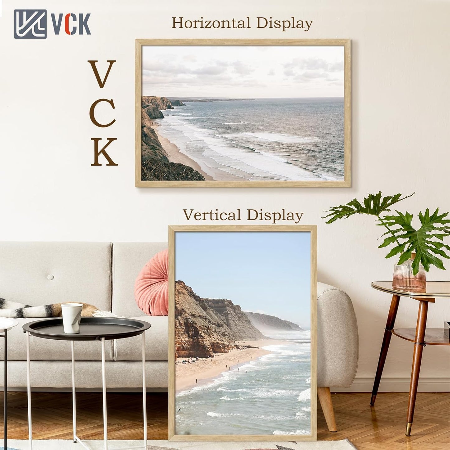 VCK 27x40 Oak Poster Frame 5 Pack, Natural Solid Wood Picture Frames, Wall Gallery Frame