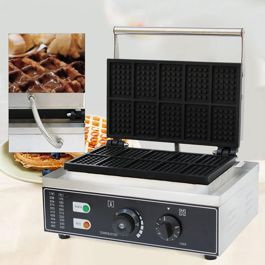 10 Grids Belgian Waffle Pancake Maker,Non-stick Pancake Baker Machin,110v Stainless Steel Waffle Pancake Maker for Home Kitchen,Pancake Maker with Adjustable Thermostats Timers 50-300℃