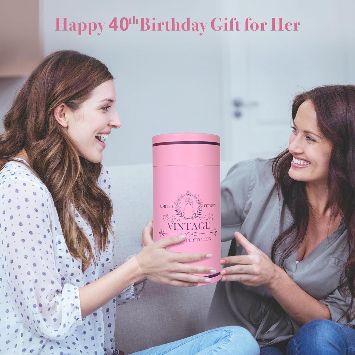 40th Birthday Gifts Women, 20Oz Vintage 1985 Wine Glass with Golden Letter, 40th Birthday Decorations For Women, Funny 40 Bday Gift Ideas For Her, Friends, Sister, Mom - Turning 40 Present