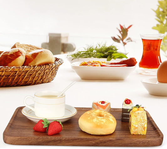 Large Wood Serving Trays Decor Long Charcuterie Cheese Boards Acacia Rectangle Wooden Platters for Food Dish Cookie Snack Appetizer Plates Rectangular Kitchen Dinner Platter Cake Dessert Plate Tray