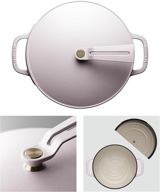 Vermicular Oven Pot 2.0 | Lightweight Enameled Cast Iron Pot | 26cm (5.9 Qt) | Non-Toxic | Induction-compatible | Dutch Oven | Made in Japan | Matte Himalayan Pink