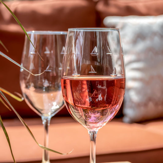 Rolf Glass Sailing All Purpose Wine Glass 18 Ounce | Set of 2 Large Wine Glasses | Lead-Free Glass | Engraved Large Wine Glasses | Proudly Made in the USA