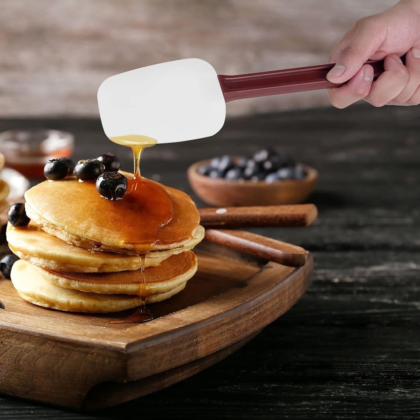 High Heat Resistant Silicone Scraper Spoon Commercial Spatula for Cooking, Rubber Spatula Set of 2, (13.5'')