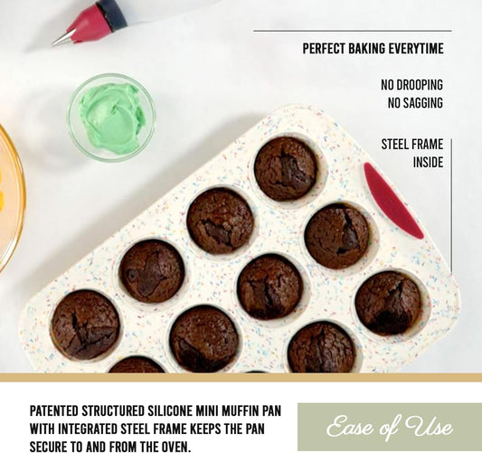 Trudeau Structured Silicone Muffin Pan, 12 Cup, Confetti/Fuschia