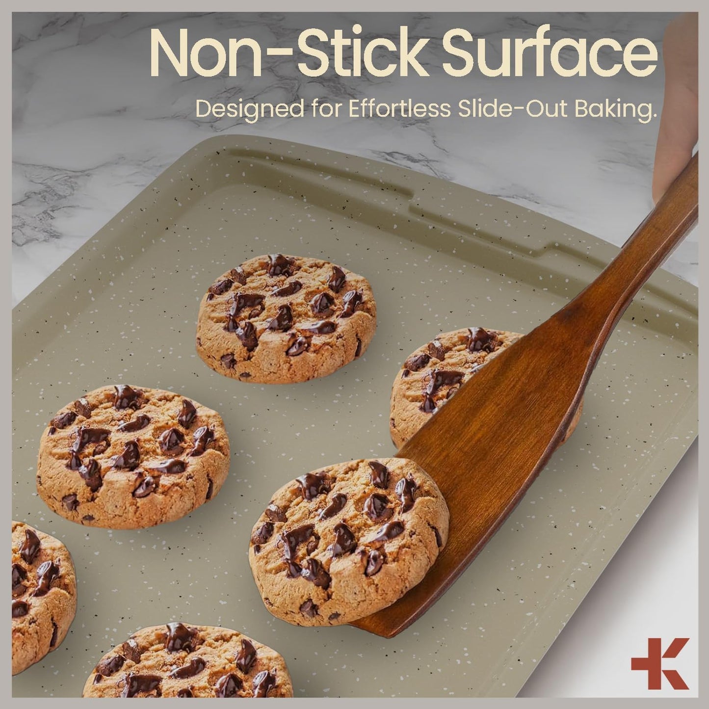 White Marble 10-Piece Bakeware Sets, Nonstick Carbon Steel Baking Sheet & Pans, Stackable Space-Saving Bakeware, Dishwasher Safe, Stain-resistant, PFOAPFOSPTFE Free, Oven Safe Up To 450°F (230°C)