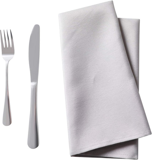 Bailarina Cloth Napkins Set of 120,17x17 inches Dinner Napkins Cloth Washable,Polyester Square Table Cloth Napkin Bulk with Hemmed Edges Ideal for Banquets, Parties and Weddings-Silver