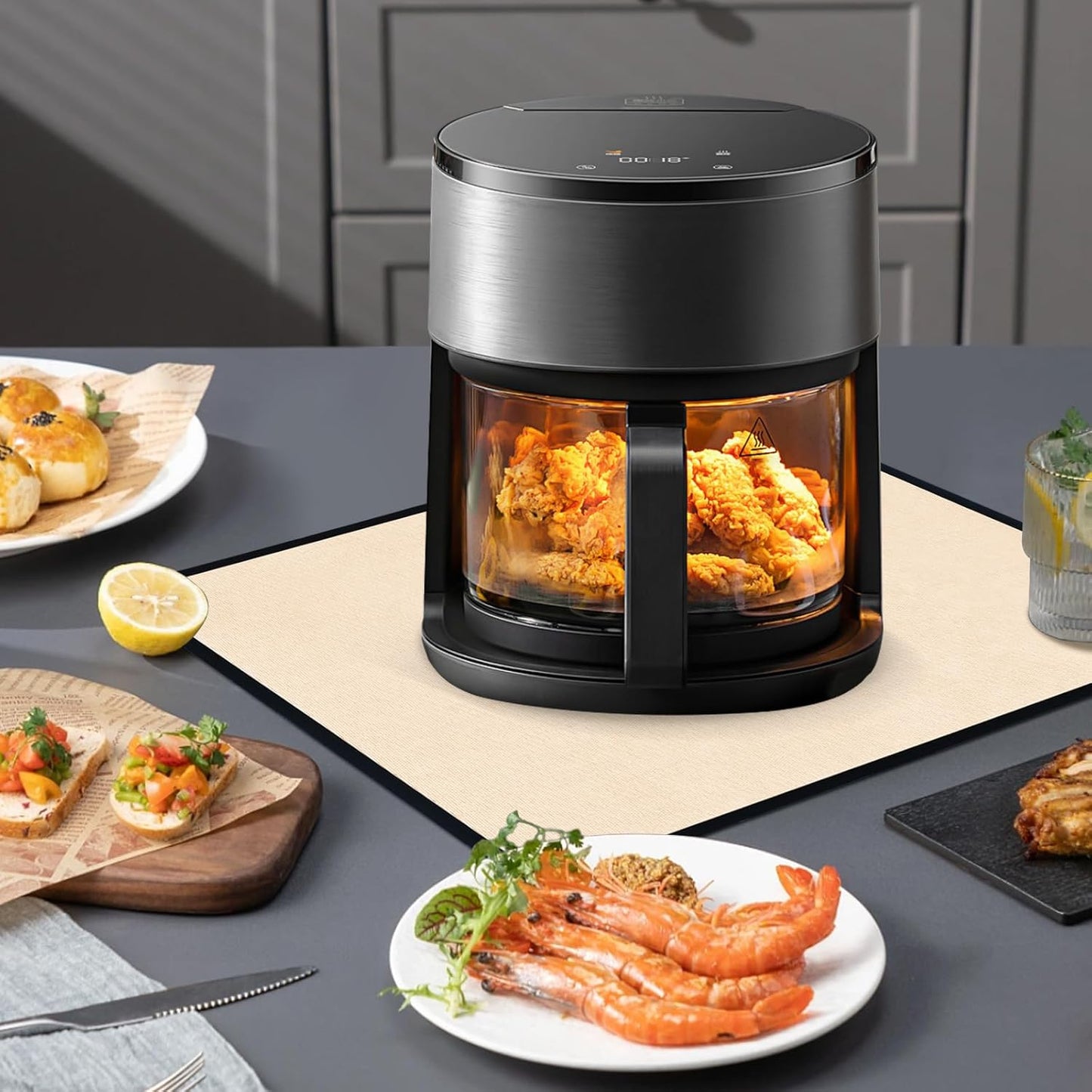 Heat Resistant Mats for Countertop - Fireproof 16x24in Heat Resistant Mats for Air Fryer - Kitchen Countertop Protector for Air Fryer, Coffee Maker, Stand Mixer, Toaster, Oven 2PCS - Khaki