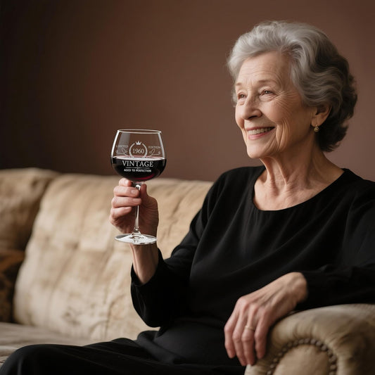 65th Birthday Gifts for Women, Best Gifts for 65 Year Old Woman, Vintage 1960 Engraved 65th Wine Glass, Unique 65 Year Old Birthday Decorations for Women, Turning 65 Presents