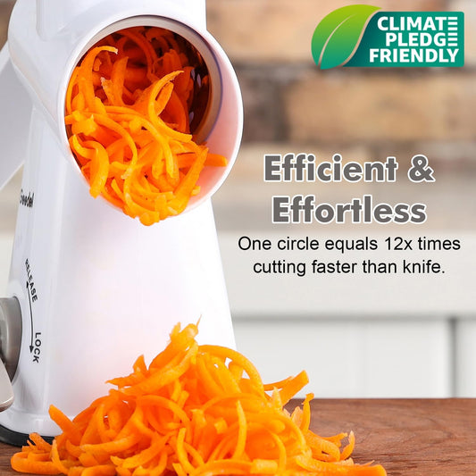 Geedel Rotary Cheese Grater Hand Crank, Cheese Shredder Nuts Grinder With 3 Interchangeable Blades, Kitchen Rotary Grater For Cheese, Vegetables, Nuts, etc