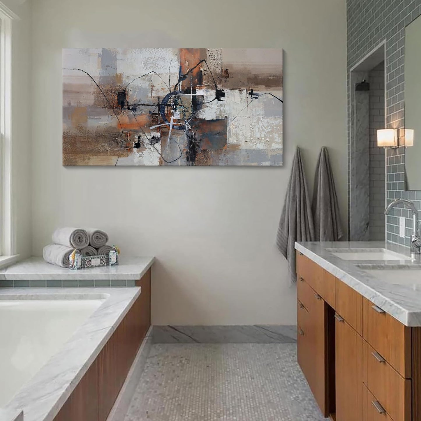 YDYSUNE Abstract Canvas Wall Art, Modern Wall Decor Painting, Brown Room Decorations, Orange Wall Art for Living Room, Bedroom, Office Artwork Wall Decor 24×48IN