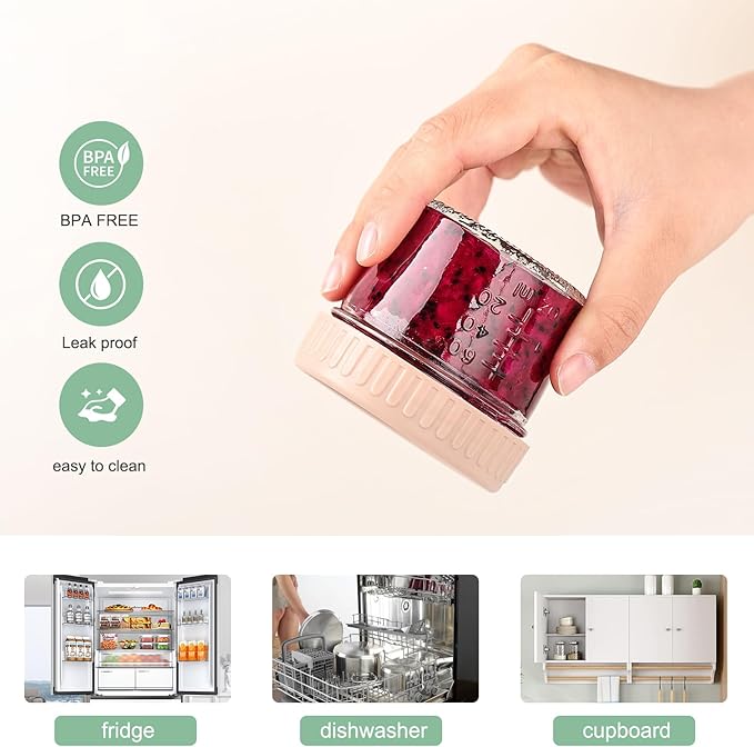 YUNCANG 6-Pack Glass Food Storage Jars 4 Oz Glass Food Canisters with Lid Microwave, Dishwasher & Freezer Safe