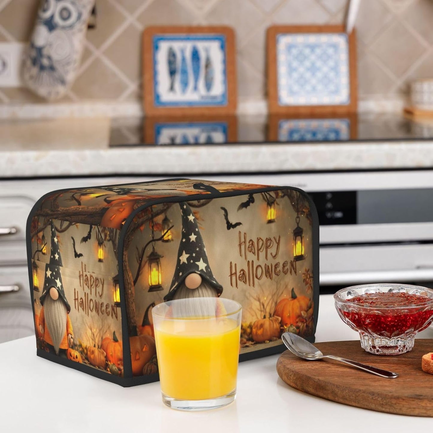 Toaster Cover 2 Slice Halloween Gnome Pumpkin Kitchen Small Appliance Covers with Pockets Dust and Fingerprint Protection