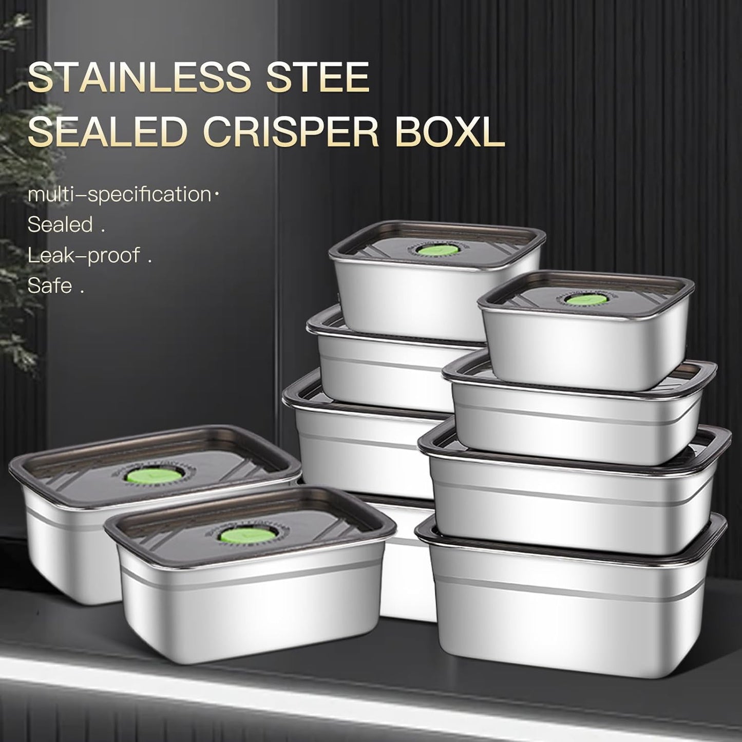 10-Piece Stainless Steel Food Storage Container Set with Airtight Lids - Durable, Eco-Friendly Kitchen Organizers for Freshness & Convenience,Pantry, Dishwasher Safe (Various Sizes)