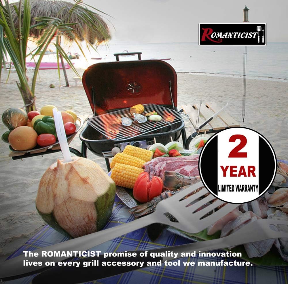 ROMANTICIST 4pcs Heavy Duty Grill Accessories for Top Chef - Professional Grill Tools Set & Basic BBQ Tools for Backyard Restaurant Outdoor Kitchen - Deluxe Grill Gift for Dad on Father’s Day Birthday