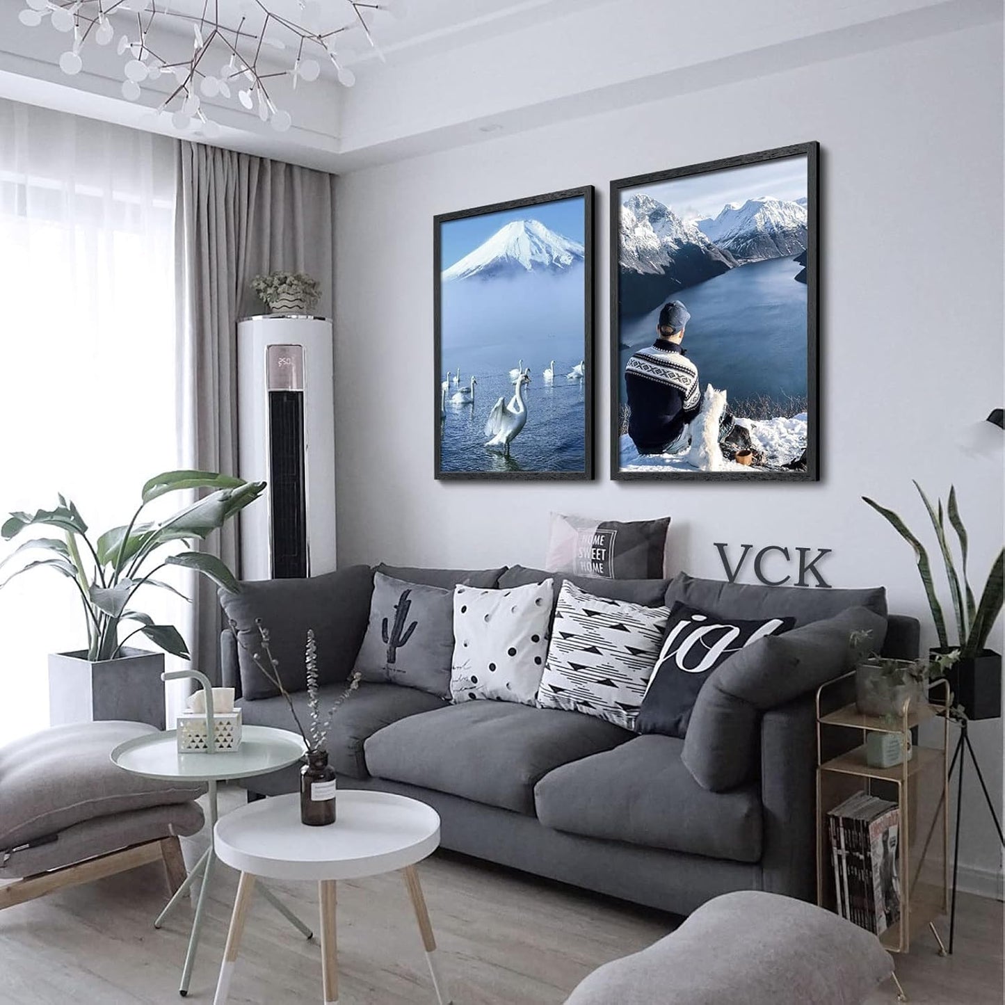 VCK 27x40 Poster Frames Set of 5 Exclusive Woodgrain Black Picture Frame, Wall Mounting Hanging