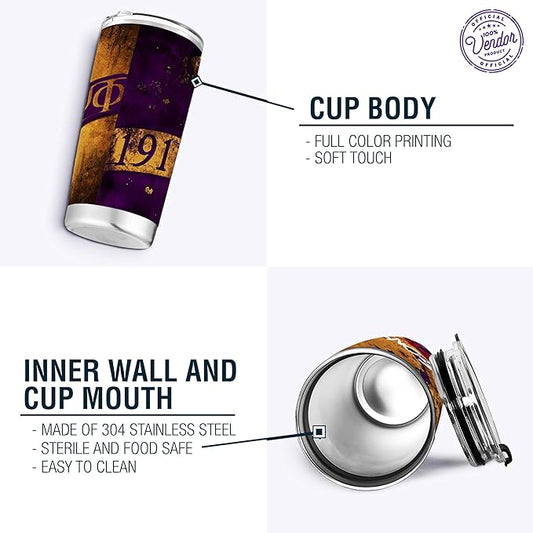 BBGreek Omega Psi Phi Fraternity Paraphernalia - Official Vendor - 20 oz Stainless Steel Insulated Sublimation Tumbler - SOBAT