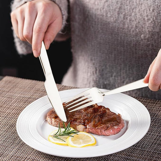 Silverware Set for 2, 14-Piece Heavy Duty 304 Stainless Steel Flatware Set, Mirror Polished Cutlery Set, Forks Spoons and Knives Set for Home Restaurant Dinner Party, Silver