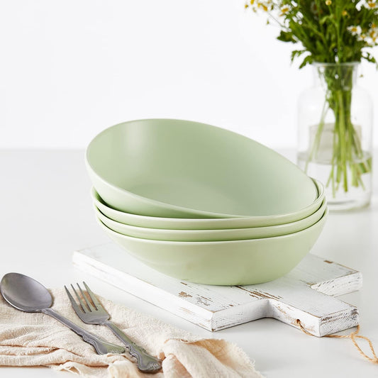 Stone Lain Porposed value Delilah 8-inch Bowl 6-Piece Dish Set, Porcelain, Lime Green