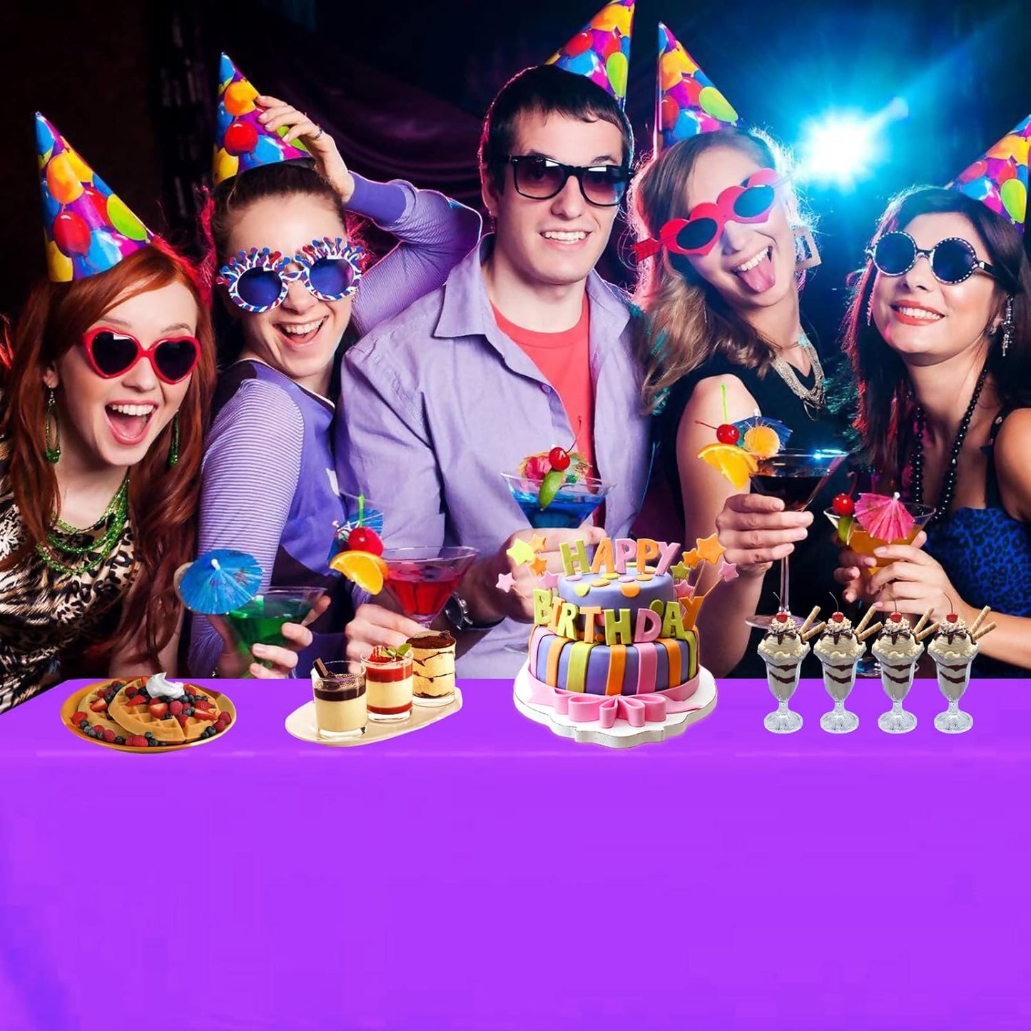 Purple Plastic Table Cloth 4 Pack Disposable Cover for Mermaid Party, Baby Shower, Gender Reveal, Birthday Decorations 54" X 72" (Purple 4 Pack)