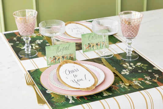 Antique Gold Striped Table Runner - Disposable Paper Table Runner Roll for Parties or Weddings - American Made