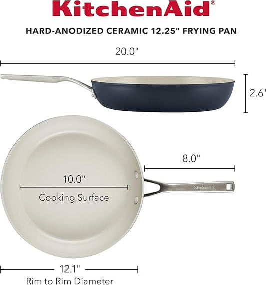 KitchenAid Hard Anodized Ceramic Nonstick Frying Pan/Skillet, 12.25 Inch - Matte Black
