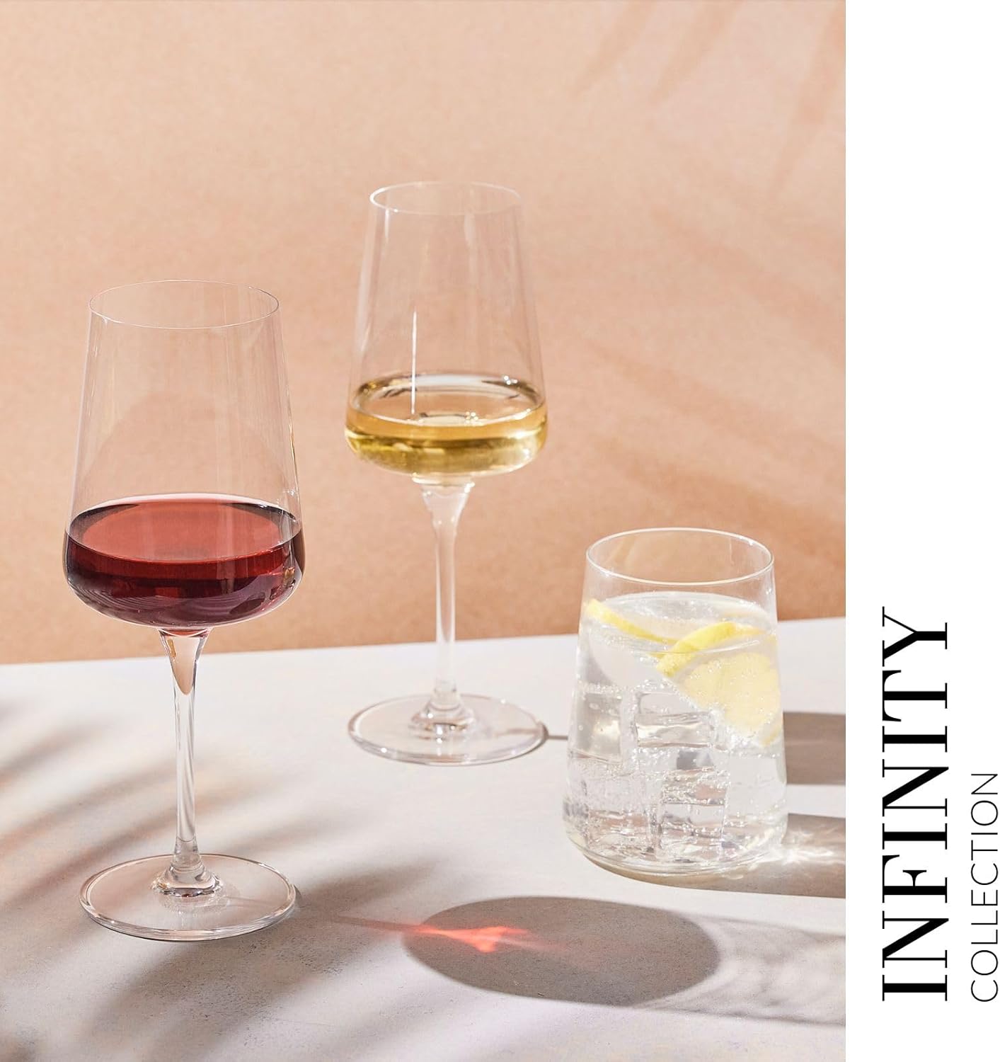 Krosno Red Wine Glasses | Elegant Design | Set of 6 | 16.9 oz | Infinity Collection | Ideal for Home, Restaurants and Receptions | Dishwasher Safe | Lead-Free Crystal Glass