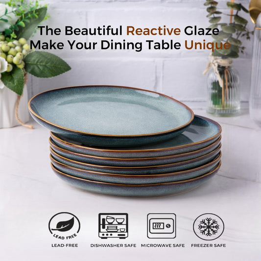 AmorArc Ceramic Plates Set of 6, 8.5 Inch Handmade Reactive Glaze Stoneware Plates set for Dessert, Salad, Appetizer, Small Dinner dishes, Microwave & Dishwasher Safe, Scratch Resistant