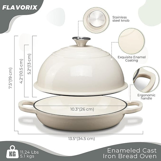 Enameled Cast Iron Bread Oven for Sourdough, Dutch Oven for Bread Baking with Lid, Dutch Oven Bread Pan, 6 Qt, Green