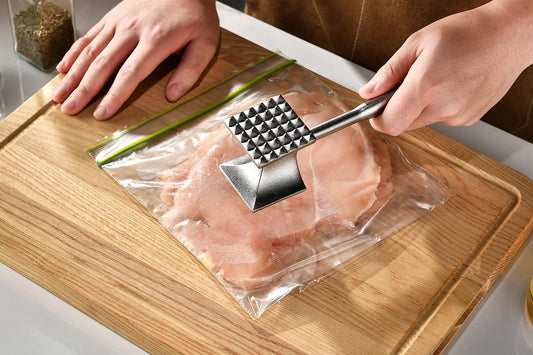 Solid Stainless Steel Meat Mallet Tenderizer Tool - Chicken Pounder Flattener, Hammer for Kitchen, Food, Cooking - Dishwasher Safe Meat Smasher