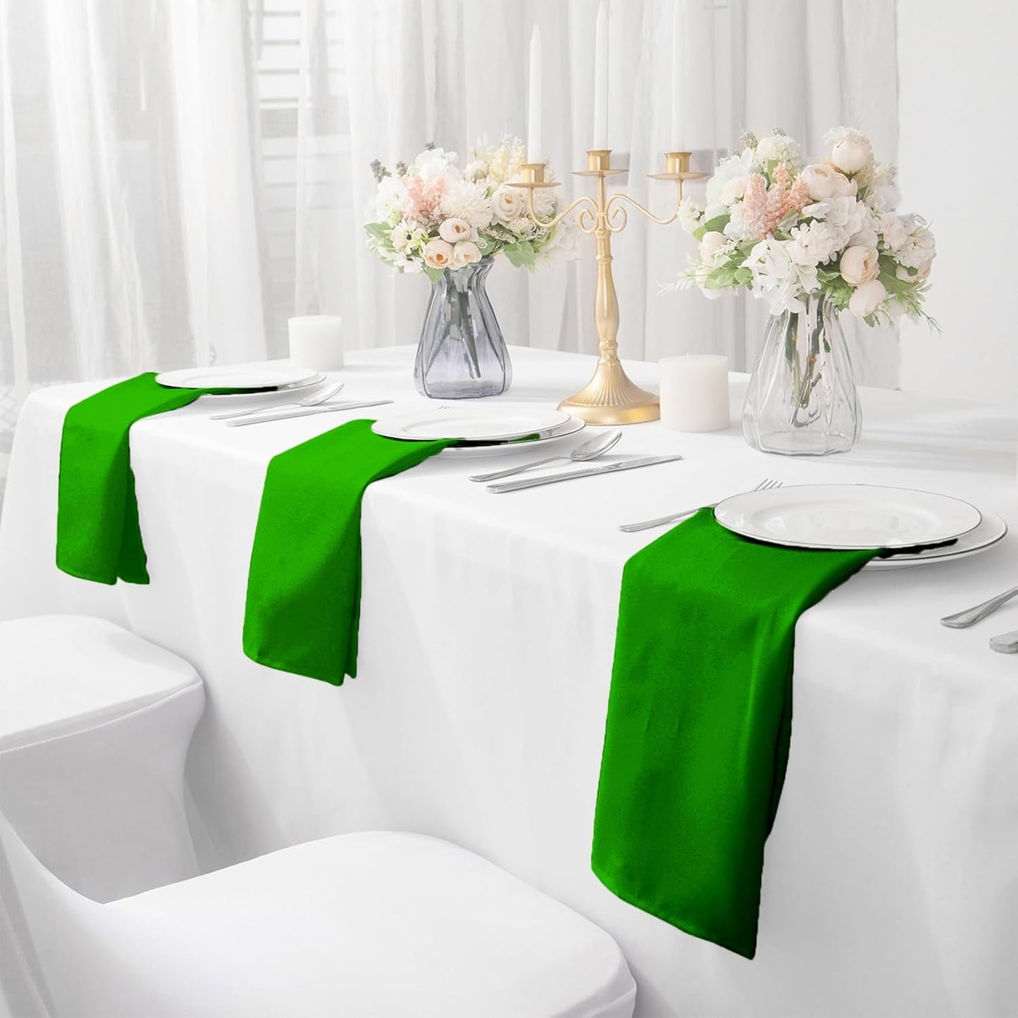 Bailarina Cloth Napkins Set of 80,17x17 inches Dinner Napkins Cloth Washable,Polyester Square Table Cloth Napkin Bulk with Hemmed Edges Ideal for Banquets, Parties and Weddings-Emerald Green