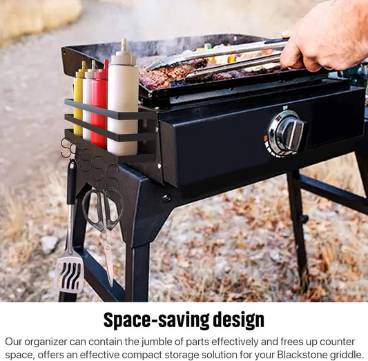 RUSFOL Upgraded Stainless Steel Griddle Caddy for 28"/36" Blackstone Griddles, with a Allen Key, Space Saving BBQ Accessories Storage Box, Free from Drill Hole&Easy to Install