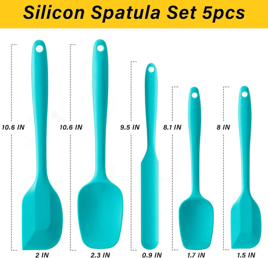 Silicone Spatula Set, 5 Piece Food Grade Rubber Spatulas for Baking, Cooking, and Mixing High Heat Resistant Non Stick Dishwasher Safe BPA-Free (Mint Green)