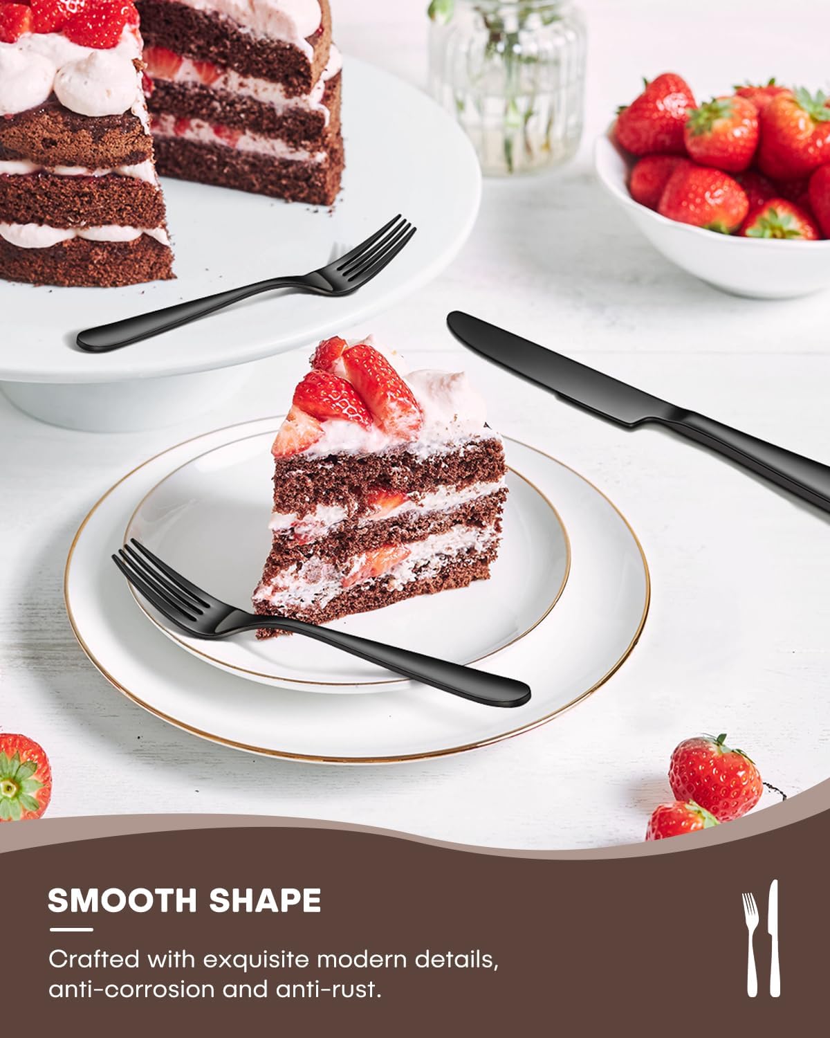 30 Pieces Black Silverware Set for 6, Heavy Duty Black Stainless Steel Flatware Set Include Knives Forks Spoons Set Premium Modern Utensil Mirror Polished, dishwasher Safe