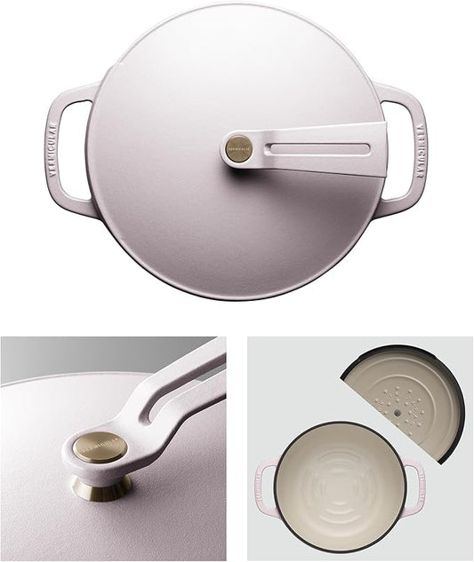 Vermicular Oven Pot 2.0 | Lightweight Enameled Cast Iron Pot | 22cm (3.7 Qt) | Non-Toxic | Induction-compatible | Dutch Oven | Made in Japan | Matte Himalayan Pink