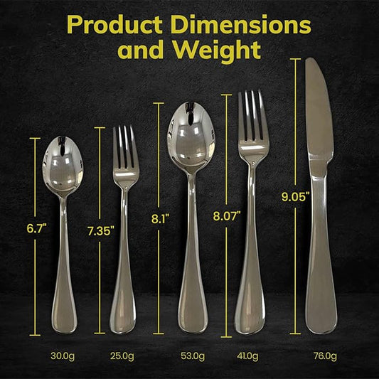 Aafeen 20 Piece Silverware Flatware Cutlery Set | 18/10 Stainless Steel Flatware Set For 4 | Heavy Duty, Durable, Rust Proof Mirror Polished, Elegant Tableware (1.16)