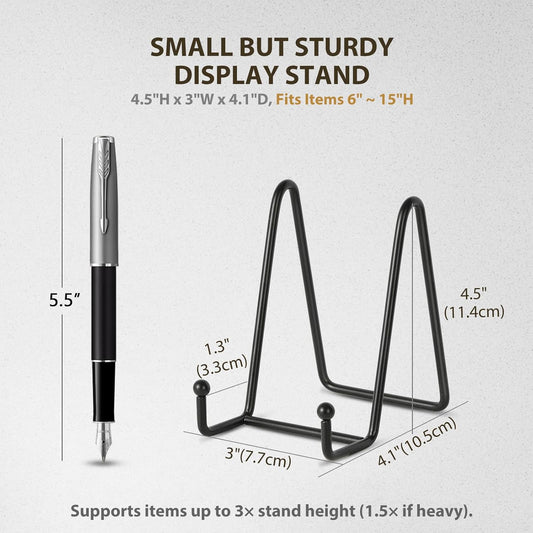 LIONWEI LIONWELI Plate Display Stand Easel Holders - 4.5" Tabletop Metal Stands for Decorative Plates, Photos & Picture Frames - Black, 2-Pack
