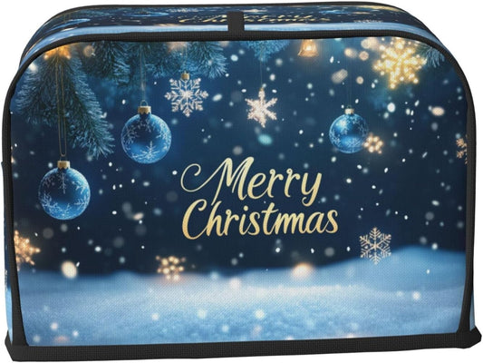 Toaster Cover 2 Slice Winter Snowflake Christmas Blue Ball Kitchen Small Appliance Covers with Pockets Dust and Fingerprint Protection