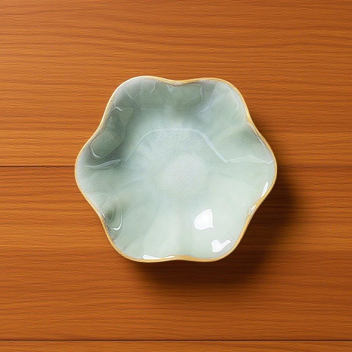 2Pcs Ceramic Jewelry Dish - Lotus Leaf Shape, for Ring Holder Necklace Small Key, Suitable for Mother Friend Sister, Gifts for Women, Cute Plate Trinket Tray, Home Decor (Green-2PCS)