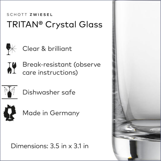 SCHOTT ZWIESEL Convention Whiskey Glass (Set of 6), Old Fashioned Tumbler for Whiskey, Dishwasher-Safe Machine-Made Tritan Crystal Glasses, Made in Germany (10 Ounce)
