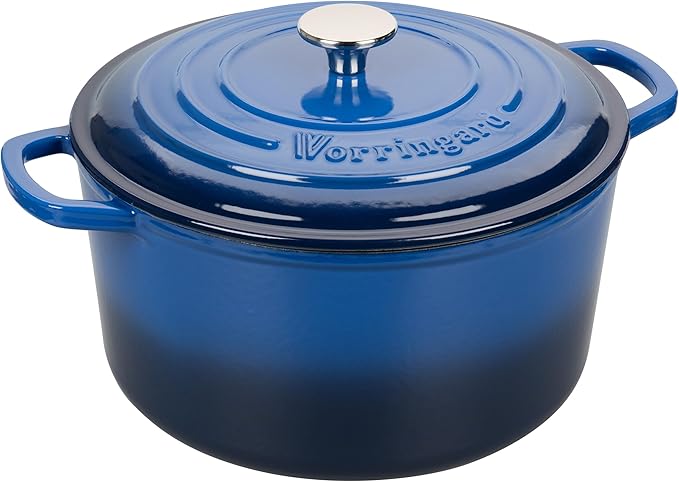 Enameled Cast Iron Dutch Oven Pot with Lid, for Sourdough Bread Baking, Round Dutch Ovens, 4.5 Quart, Blue