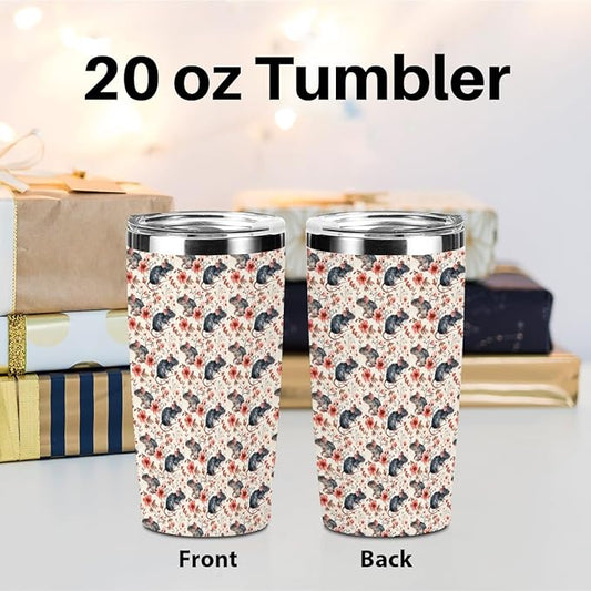 Cute Rat Tumbler, Funny Rat Loves Gifts, 20 oz Stainless Steel Coffee Mug,Travel Cup,Insulated Cup with Lid for Car, Animal Lovers Gifts for Women Boy Girls Sister Friend Christmas Birthday