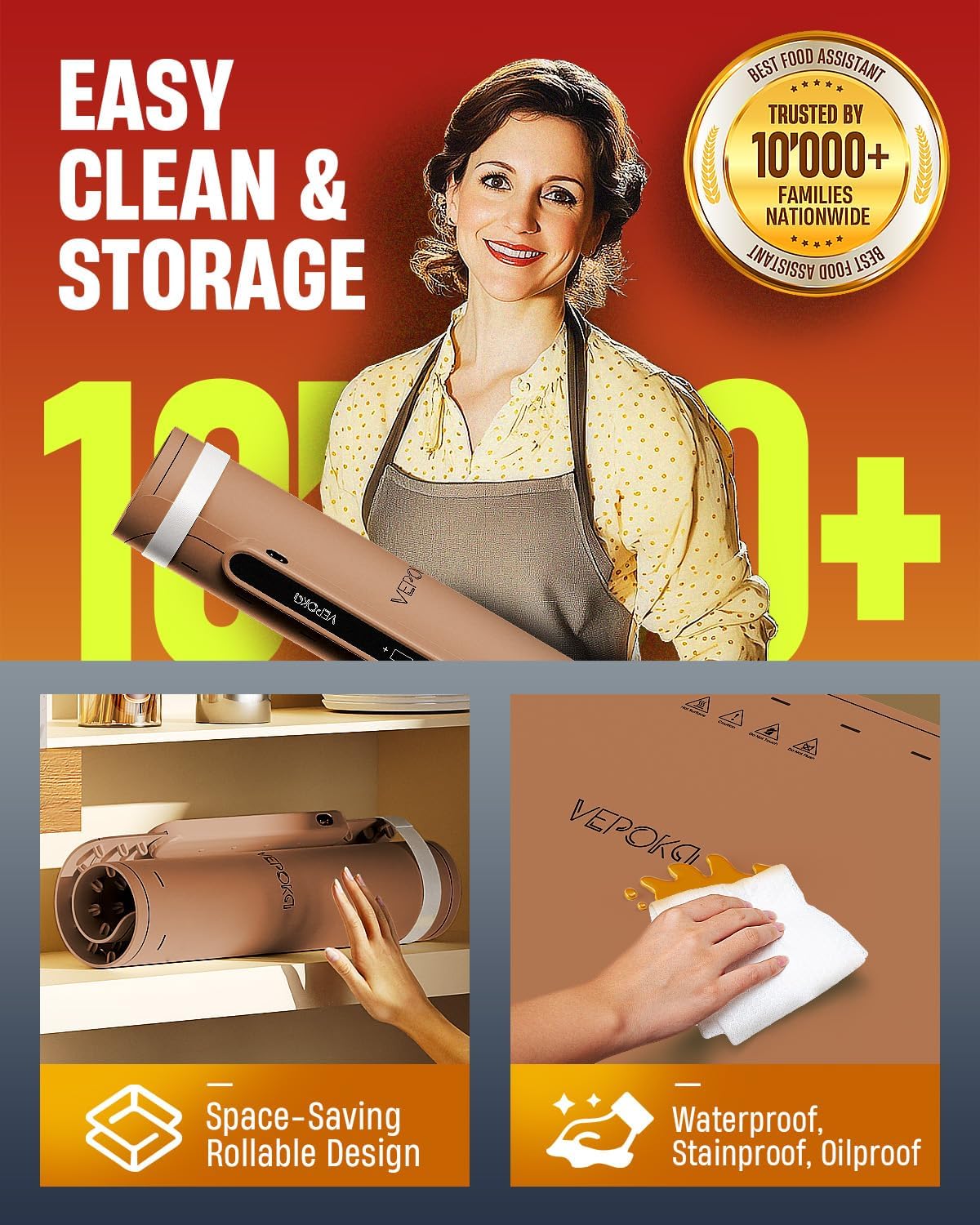 Warming Mat for Food, VEPOKA Food Warmer Mat for Countertop, Electric Warming Tray with 7 Temp Levels & Auto Shut-Off, Food Warmers for Parties, Ideal Gift for Kitchen & Buffet Use