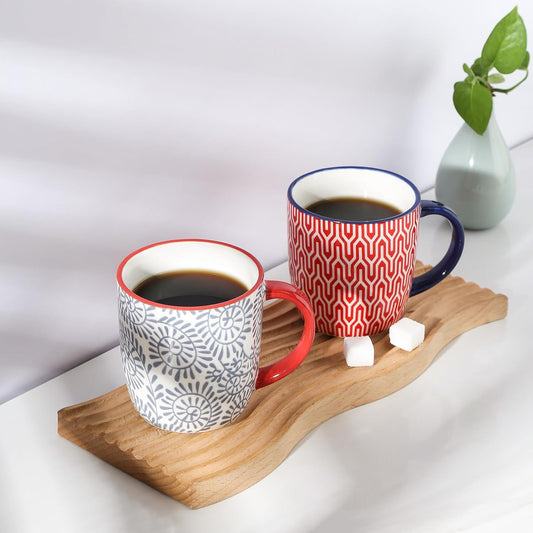 Selamica 10 OZ Coffee Mugs Set of 4, Small Coffee Cups Ceramic with Handle, Coffee Mug for Cappuccino Latte Cocoa Milk Tea, Dishwasher Microwave Safe, Assorted Colors