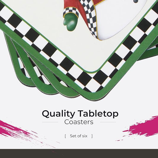 Pimpernel Black & White Collection Coasters, Set of 6 – 4-Inch Square Cork-Backed Drink Mats with Lacquered Finish, Heat & Stain Resistant Dining Table, Tabletop & Furniture Protection