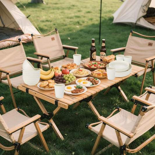 supernal 24pcs Wheat Straw Dinnerware,Unbreakable Dinner Plates Set,Microwave Dishwasher Safe,Beige Reusable Plates for Picnic,Birthday,Camping