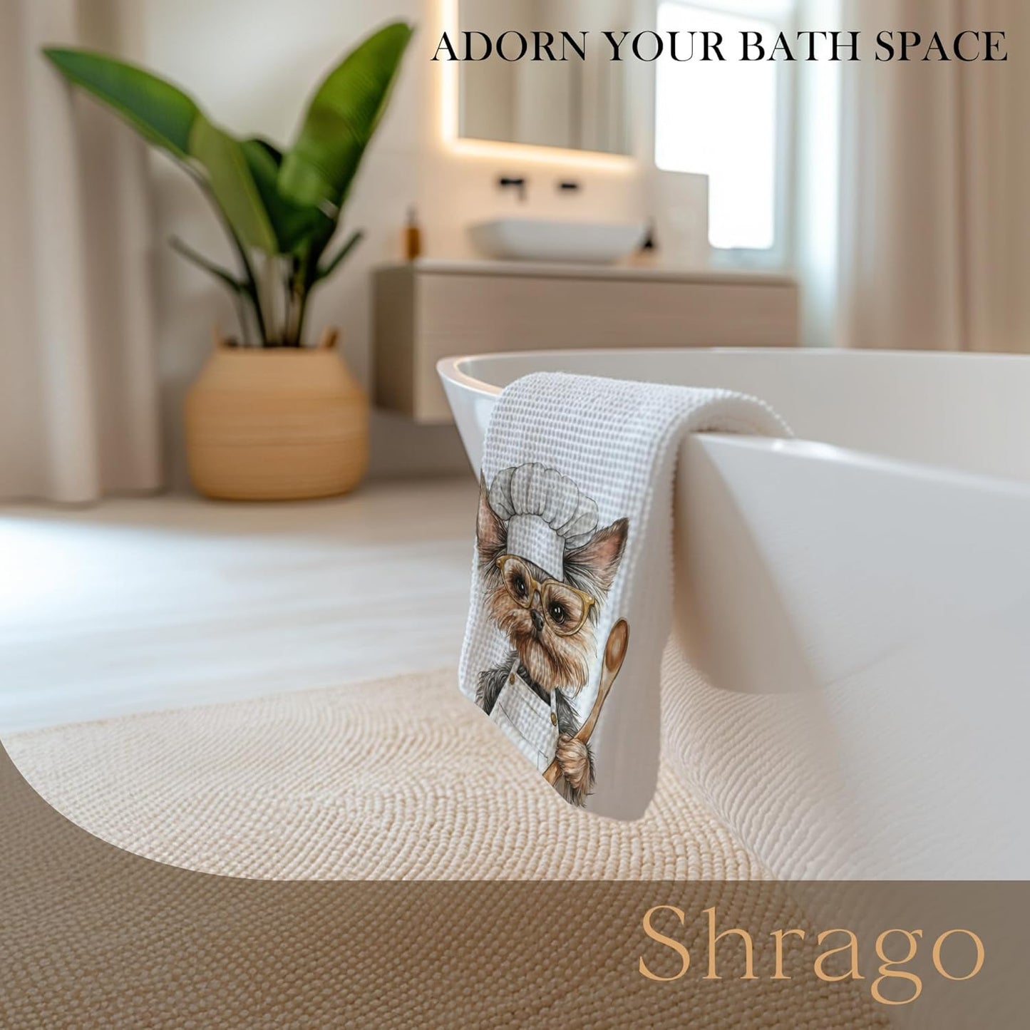 Funny Yorkshire Terrier Chef Kitchen Towels, Gifts for Dog Lovers Dish Tea Towels for Kitchen, Chef Gifts for Men Women Decorative Hand Towel, 16x24 Inch