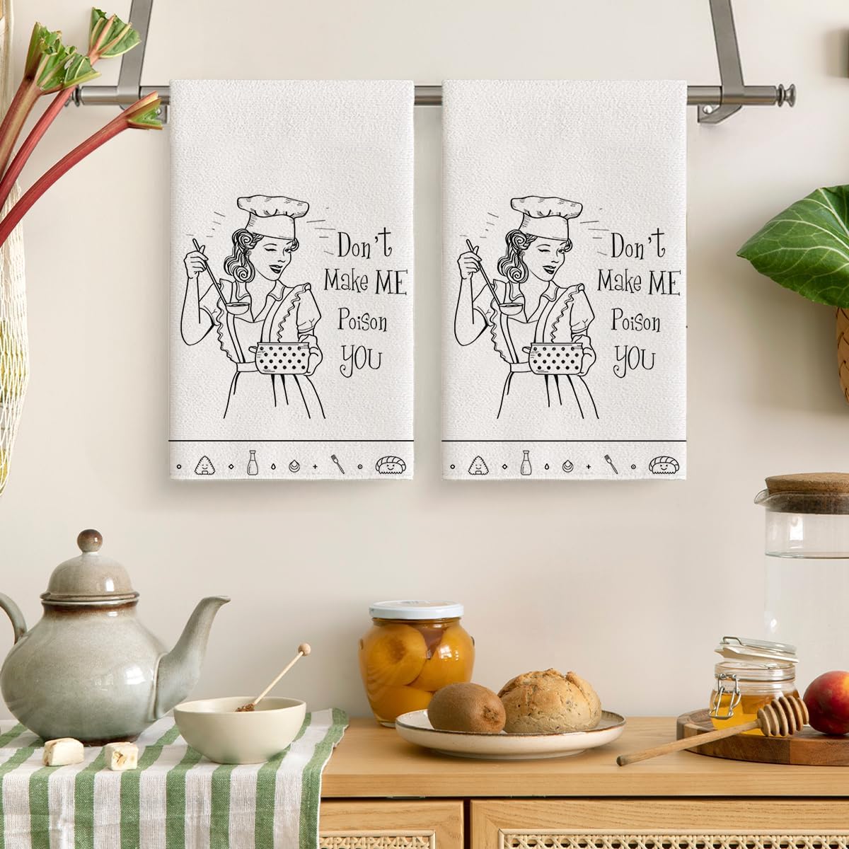 Cukemip Funny Kitchen Towels Decorative Set of 2,Soft Absorbent Cooking Gifts for Women Dish Towels for Kitchen Drying Baking Hand Towels Farmhouse Holiday Home Decorations Housewarming Gifts 16"x24"