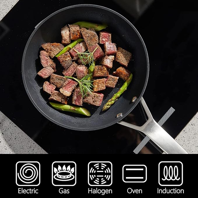 MsMk 9 1/2 Inch Small Egg Pan with Lid, Titanium and Ceramic Nonstick Omelette Pan,Scratch-resistant, Induction Egg Skillet, Oven Safe to 700°F Pan for Cooking, Dishwasher Safe